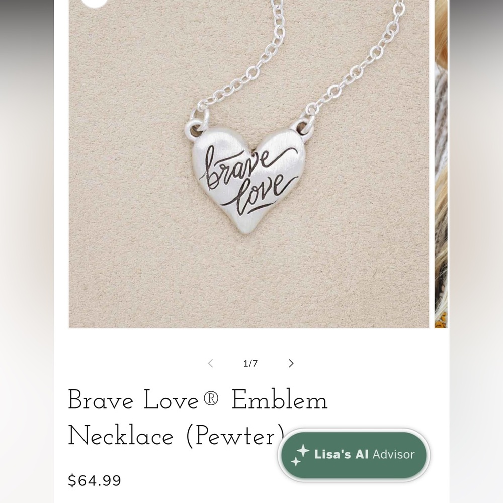 Lisa Leonard Brave Love Pewter Heart Necklace